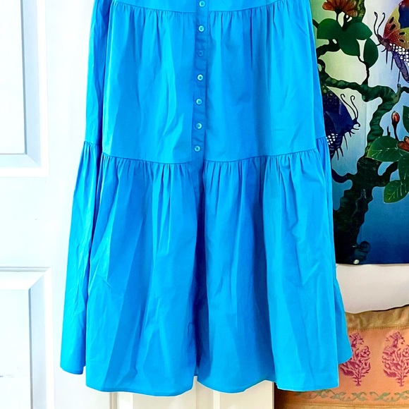 🌺🎉HP🎉🌺 NWT Staud Elio Off-The-Shoulder Midi Dress Bright Blue - Picture 11 of 16